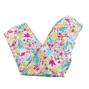 Pappagallo Flamingo Tropical Cotton Vintage Pants Womens Size 6 (28x28) Preppy*